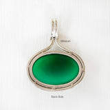 Green Onyx Oval Silver Pendant
