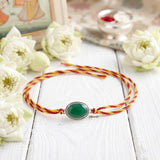925 Silver Oval Green Onyx Rakhi for Brother