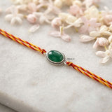 Oval Green Onyx Sterling Silver Rakhi