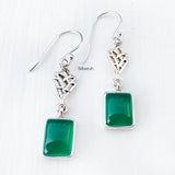 Green Onyx Rectangular Silver Earring