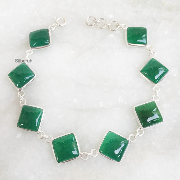 Green Onyx Silver Bracelet