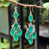 Green Onyx Silver Chandelier Earring