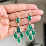 Green Onyx Silver Chandelier Earring
