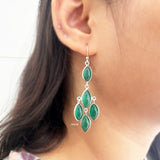 Green Onyx Silver Chandelier Earring