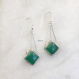 Green Onyx Silver Earring