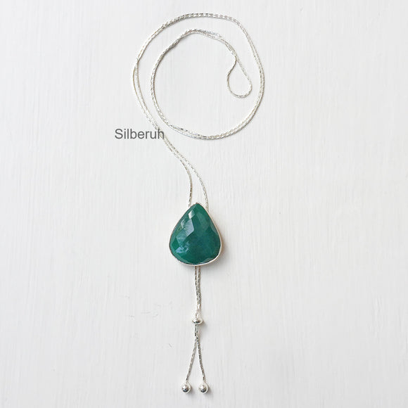 Green Onyx Silver Necklace