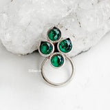 Green Onyx Silver Nose Pin