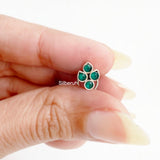Green Onyx Silver Nose Pin
