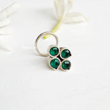 Green Onyx Silver Nose Pin