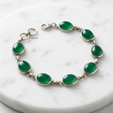 green onyx oval bracelet 925 sterling silver India