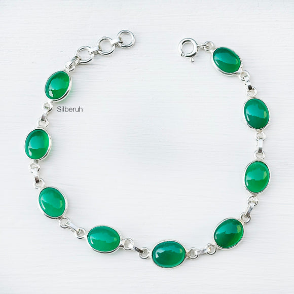925 Silver Green Onyx Bracelet