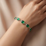 925 silver bracelet with green onyx stones India