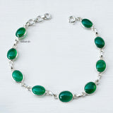 Natural Green Onyx Stone Bracelet in Sterling Silver