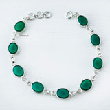 Handmade Silver Green Onyx Bracelet