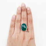 Green Onyx Silver Oval Ring