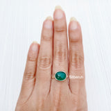 Green Onyx Silver Oval Ring