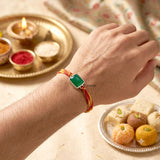 925 Silver Green Onyx Rakhi for Brother