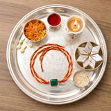 Sterling Silver Green Onyx Rakhi with Sacred Thread