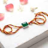 Premium Green Onyx Silver Rakhi