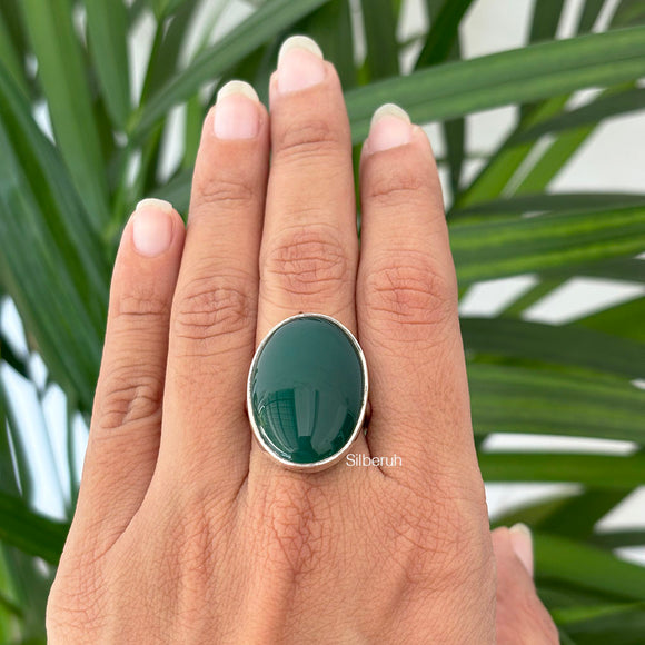 Green Onyx Silver Ring