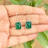 Green Onyx Simple Silver Earring