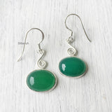 Green Onyx Swirl Silver Earring