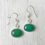 Green Onyx Swirl Silver Earring