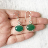 Green Onyx Swirl Silver Earring