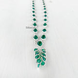 Green Onyx Tassel Silver Necklace
