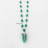 Green Onyx Tassel Silver Necklace