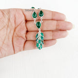 Green Onyx Tassel Silver Necklace