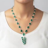 Green Onyx Tassel Silver Necklace