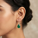 Green Onyx Teardrop Silver Earring