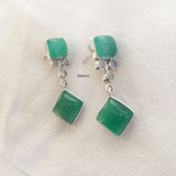 Green Onyx & Rainbow Moonstone Silver Earring