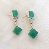 Green Onyx & Rainbow Moonstone Silver Earring