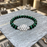 925 silver Green Tiger’s Eye Seed of Life bracelet