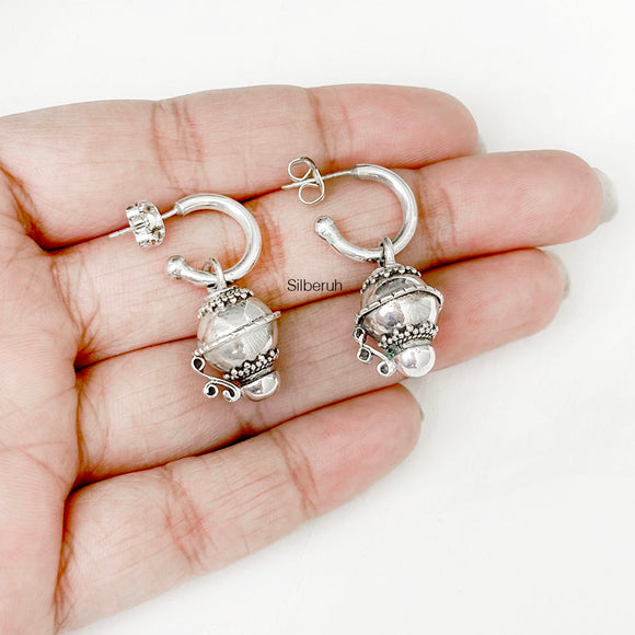 Half Bali Silver Ball Earring