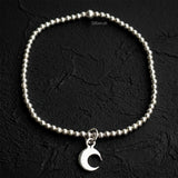 minimal half moon charm bracelet sterling silver