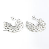 Half Moon Jali Silver Earring