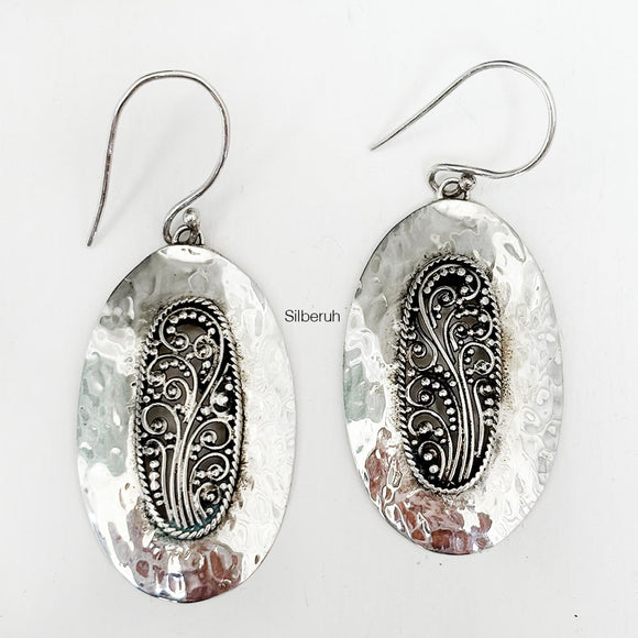 Hammered Silver Jali Earring