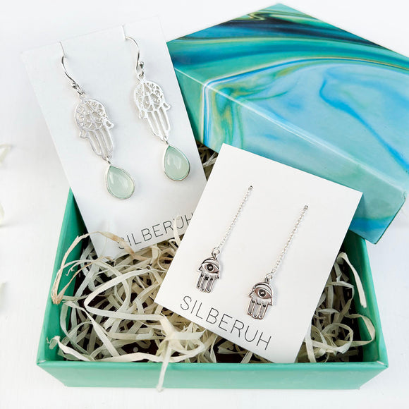 Hamsa Earring Silver Gift Set