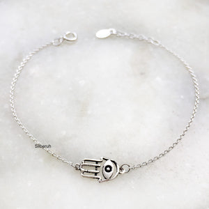 Hamsa Evil Eye Silver Bracelet