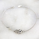 Hamsa Evil Eye Silver Bracelet