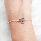 Hamsa Evil Eye Silver Bracelet