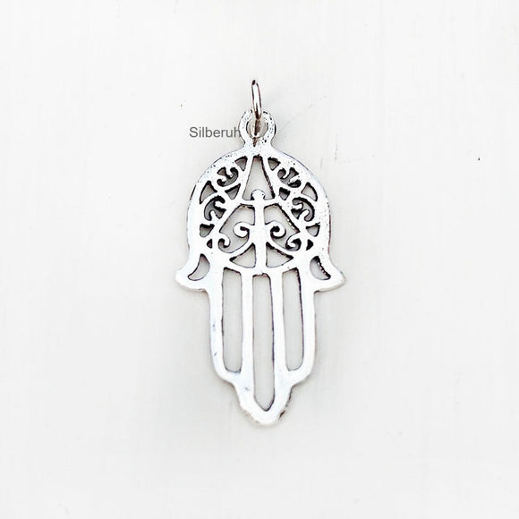 Hamsa Evil Eye Silver Pendant