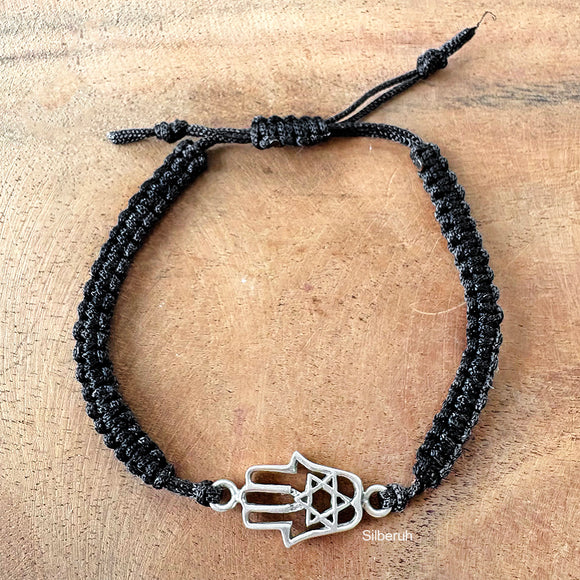 Hamsa Hand Silver Adjustable Bracelet