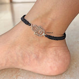 Hamsa Hand Silver Nazarbattu Adjustable Anklet