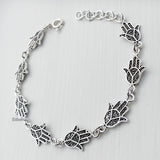 Hamsa Jali Silver Bracelet