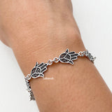 Hamsa Jali Silver Bracelet