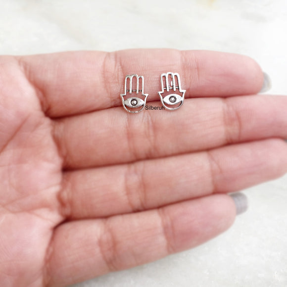 Hamsa Silver Stud